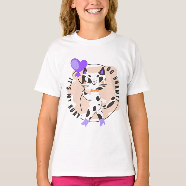 Birthday Shawty Cat Mode Balloon T Shirt (Framsida)