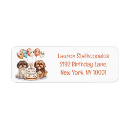 Birthday Shih Tzu Hundar Birthday Cake Returadress Etikett