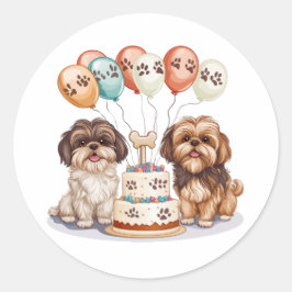 Birthday Shih Tzu Hundar Birthday Cake Runt Klistermärke