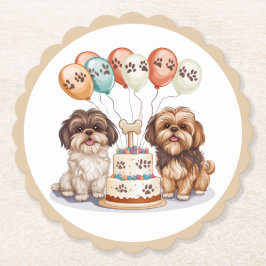 Birthday Shih Tzu Hundar Birthday Cake Underlägg Papper