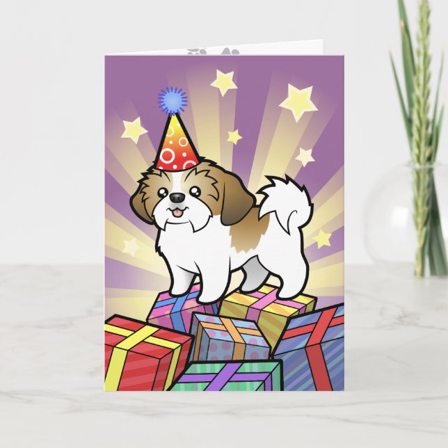 Birthday Shih Tzu (valpskärning) Kort (Framsida)