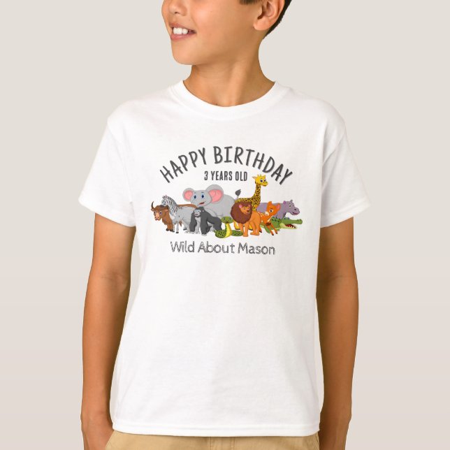Birthday Shirt! Jungle Theme personlig T-Shirt (Framsida)