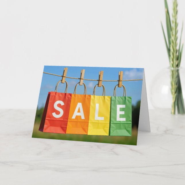 Birthday Shopping Bags On a Clothesline Kort (Framsida)