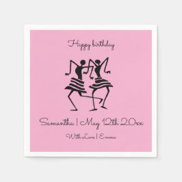Birthday Silhouette Firande Dancers Rosa Gift Pappersservett