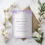 Birthday silver purple glitter inbjudningar<br><div class="desc">A girly and feminine 21st (or any age) birthday party invitation. On front: A trendy faux silver looking background. Decorated with dark purple and violet faux glitter, sparkles. Personalize and add a name, party details. The name is written with a hand lettered style script, purple colored letters. Back: faux silver...</div>