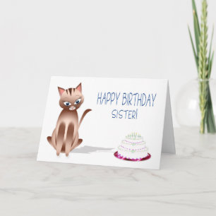 BIRTHDAY - Sister - Kattunge - kummel Kort