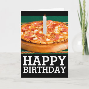 BIRTHDAY SLICE OF PEPPERONI PIZZA CANDLE CARD KORT