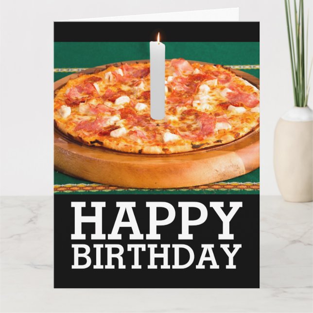 BIRTHDAY SLICE OF PIZZZA with CANDLE OVERSIZED CAR Kort (Framsida)