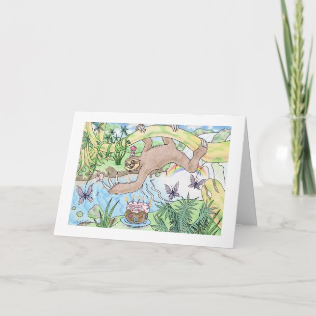 Birthday Sloth Kort (Framsida)