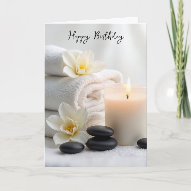 Birthday Spa Towels With Magnolia Blossoms Kort (Framsida)