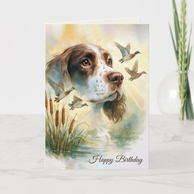 Birthday Springer Spain Hund With Cattails Kort (Framsida)