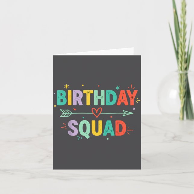 Birthday Squad Funny Party Celebration Friends Fam Kort (Framsida)