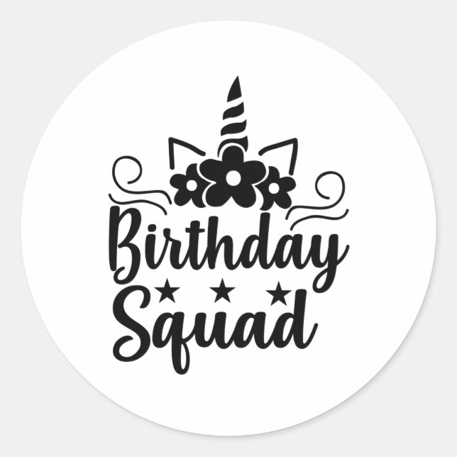 Birthday squad runt klistermärke (Framsida)