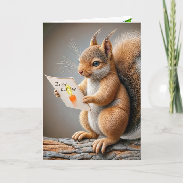 Birthday Squirrel Kort (Framsida)