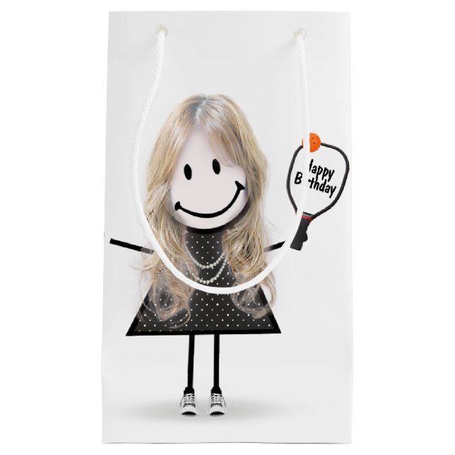 Birthday Stick figur Girl med Pickleball (Framsidan)