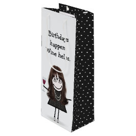 Birthday Stick figur Girl med Red Vin Glass