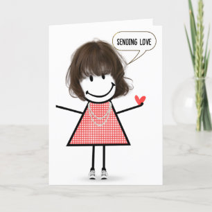Birthday Stick figur Girl med Tal Bubble Kort