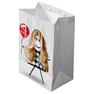 Birthday Stick Girl med Balloon Wood