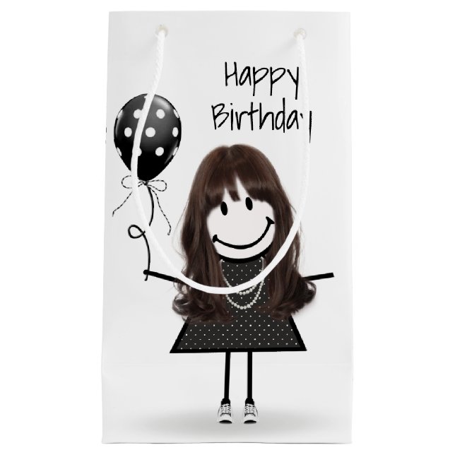 Birthday Stick Girl med Polka Dot Balloon (Framsidan)