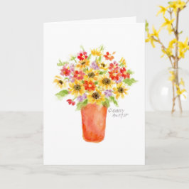 Birthday Sunflower Vase Religious Greeting Card Kort