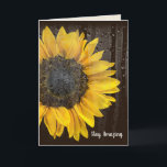 Birthday Sunflower with Raindrops Card Kort<br><div class="desc">Bright yellow sunflower with raindrops on glass for granddaughter's birthday.
Text can be edited.</div>