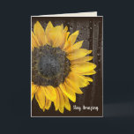 Birthday Sunflower with Raindrops Card Kort<br><div class="desc">Bright yellow sunflower with raindrops on glass for granddaughter's birthday.
Text can be edited.</div>