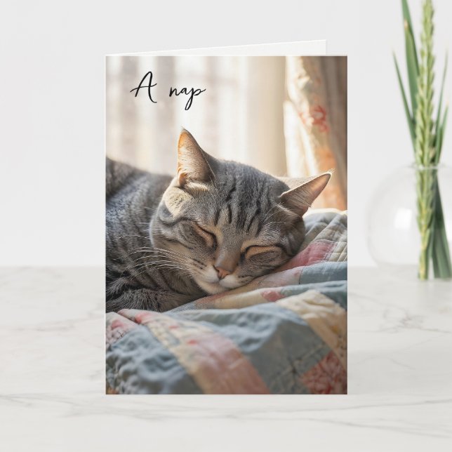 Birthday Tabby katt Nap Kort (Framsida)