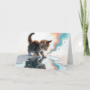 Birthday Tabby Kitten i Puddle Kort