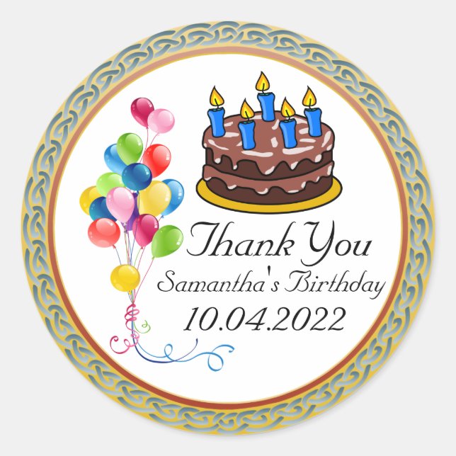 Birthday Tack Sticker Runt Klistermärke (Framsida)