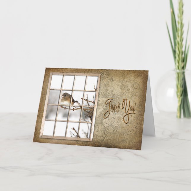 BIRTHDAY - TACK - VINTAGE WINDOW - BIRD KORT (Framsida)