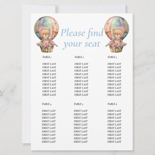 Birthday Teddy Balloon Inbjudningar (Framsida)