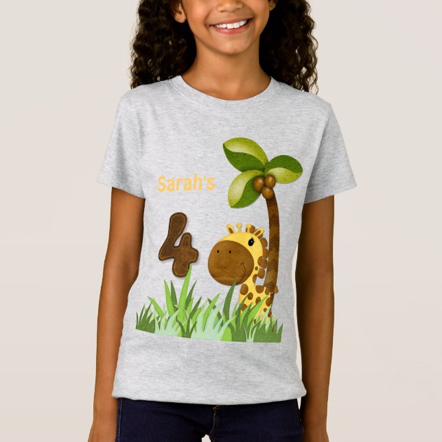 Birthday Tots Giraffe Birthday T-shirt (Framsida)