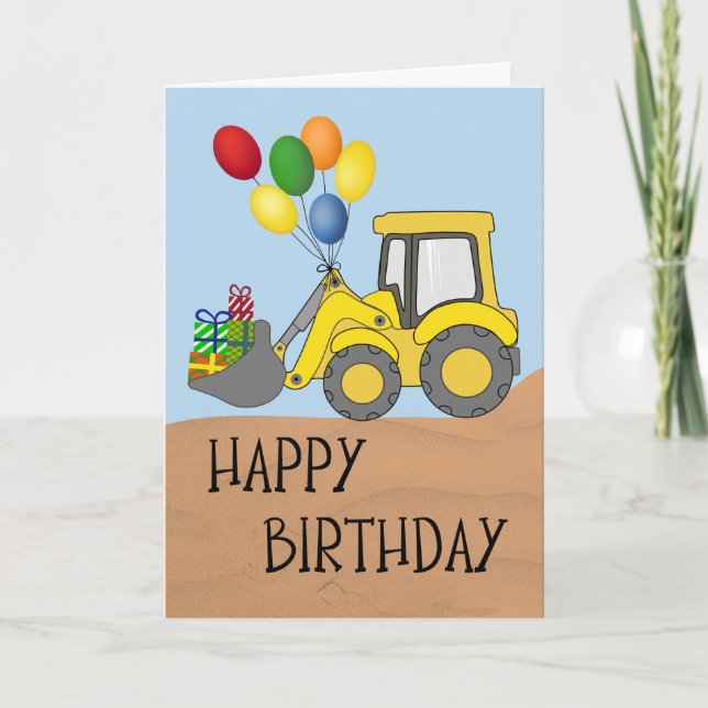 Birthday Tractor with Bucket Full of Gifts Kort (Framsida)