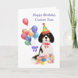 Birthday Tri Färg Cavalier Kung Charles Spain Kort