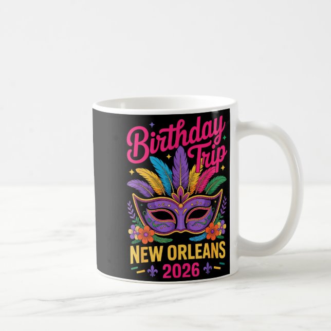 Birthday Trip New Orleans 2026 Matching Mardi Gras Kaffemugg (Höger)