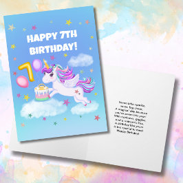 Birthday Unicorn i lycklig med födelsedagskaka Kort