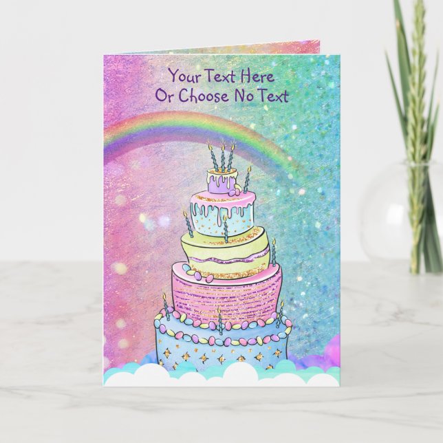 Birthday Unicorn Rainbow Lila Rosa Glitter Ombre Kort (Framsida)
