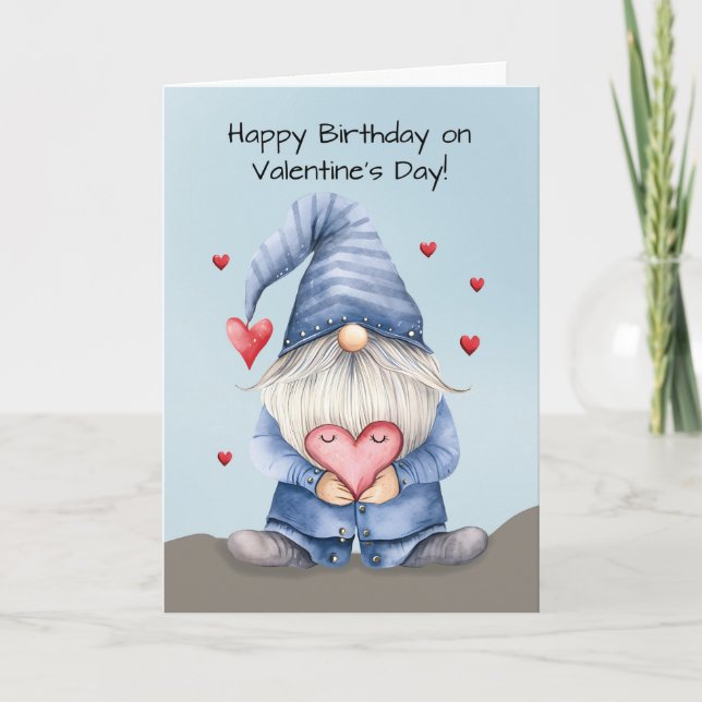 Birthday Valentines day Funny Gnome Wearing Denim Kort (Framsida)