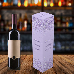 Birthday violet konetti elegant party presentask för vinflaska