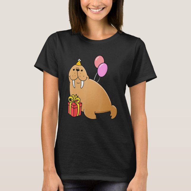 Birthday Walrus for Sea Animal Lover T Shirt (Framsida)