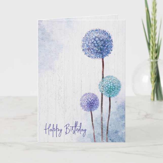 Birthday Watercolor Dandelions Kort (Framsida)
