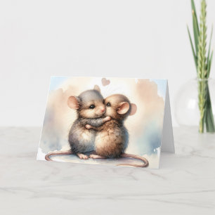 Birthday Watercolor Mice Hugger Kort