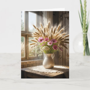 Birthday Wheat Stalk WildblomBouquet Kort
