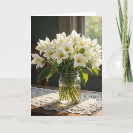 Birthday White Trilliums Bouquet Kort