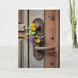 Birthday Wildblomma Gift on Rusty Door Handle Kort