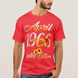 Birthday Women Girl Sunblomma April 1966 Begränsad T Shirt