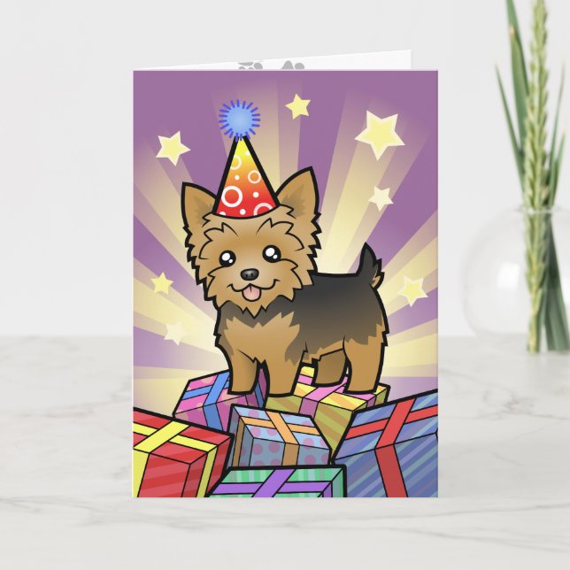 Birthday Yorkshire Terrier (kort hår, ingen bog) Kort (Framsida)