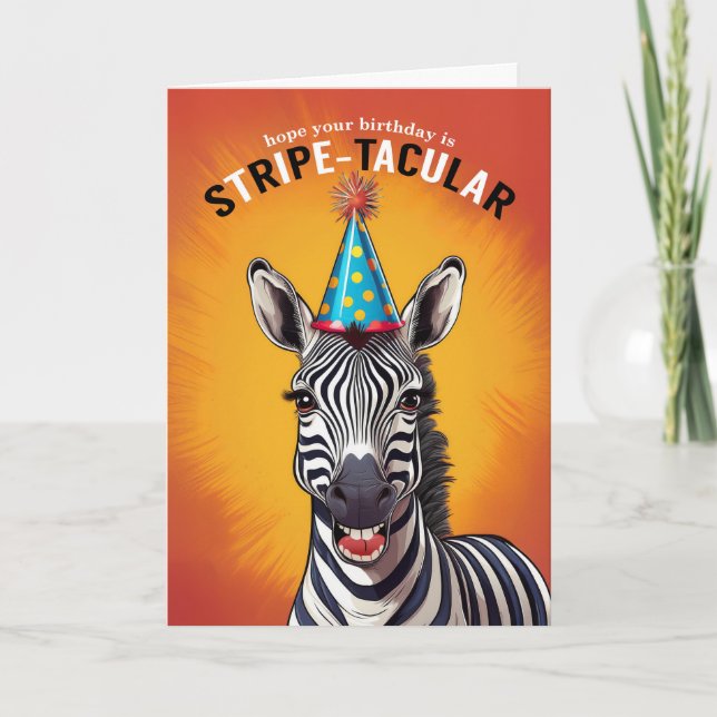 Birthday Zebra för en STRIPEtacular Kort (Framsida)