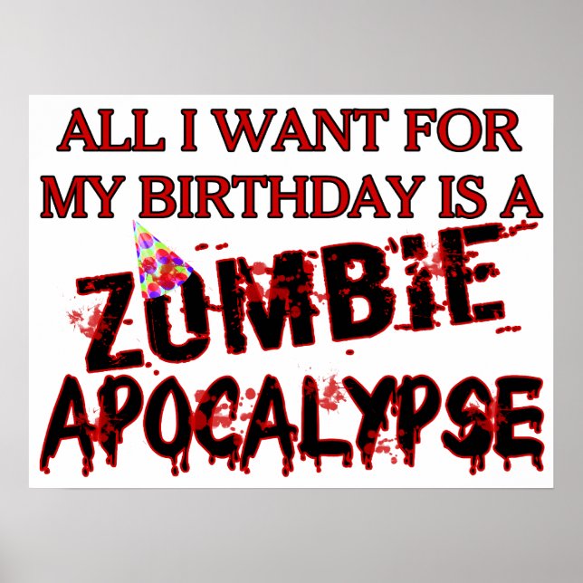 Birthday Zombie Apocalypse Poster (Framsidan)