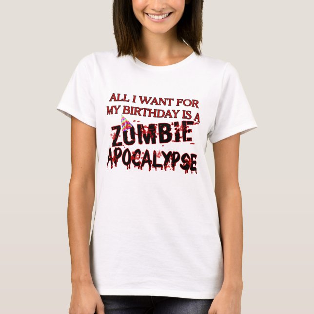 Birthday Zombie Apocalypse T Shirt (Framsida)